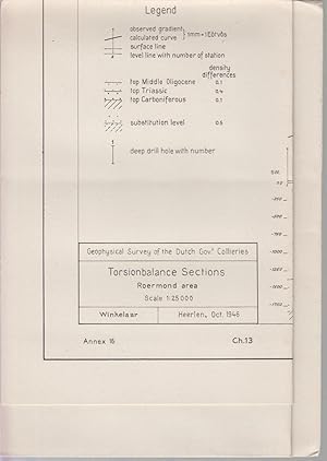 Seller image for Une carte dpliante. A folding map. Een opvouwbare kaart. Geophysical survey of the dutch gov.t collieries. TORSIONBALANCE SECTIONS, ROERMOND AREA. (WINKELAAR) - Heerlen, Oct. 1946. Ch.13 - Annex 16. for sale by CANO