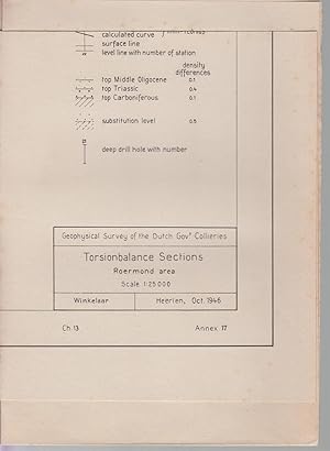 Seller image for Une carte dpliante. A folding map. Een opvouwbare kaart. Geophysical survey of the dutch gov.t collieries. TORSIONBALANCE SECTIONS, ROERMOND AREA. (WINKELAAR) - Heerlen, Oct. 1946. Ch.13 - Annex 17. for sale by CANO