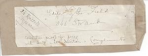 Seller image for [ Caroline Norton, social reformer ] Autograph Address label (or subscription to letter?) with brief Note. for sale by Richard M. Ford Ltd