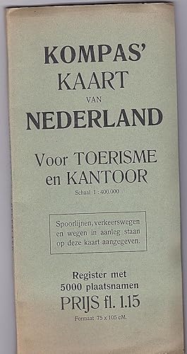 Kompas' Kaart van Nederland Voor Toerisme en Kantoor. Schaal 1: 400.000