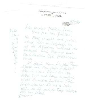 Imagen del vendedor de Ms. Brief mit eigenh. Unterschrift. a la venta por Kotte Autographs GmbH