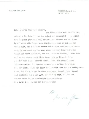 Imagen del vendedor de Ms. Brief mit eigenh. Unterschrift. a la venta por Kotte Autographs GmbH