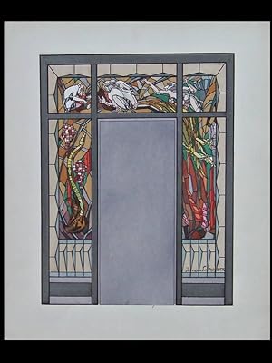 JACQUES GRUBER, FRENCH ART DECO STAINED GLASS - 1929 - POCHOIR, VITRAIL