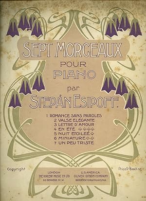 Immagine del venditore per Sept Morceaux Pour Piano | No. 3: Lettre d'Amour | Melody in F, Opus 28 [Vintage Piano Solo Sheet Music] (Music Publisher's Reference Number 1610) venduto da Little Stour Books PBFA Member