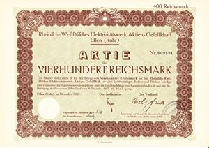 Aktie über Vierhundert Reichsmark.