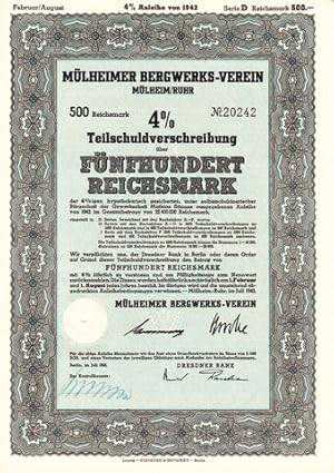 Teilschuldverschreibung über Fünfhundert Reichsmark.