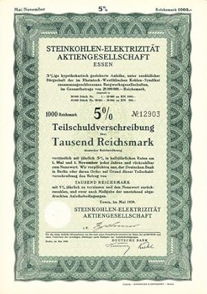 Teilschuldverschreibung über Tausend Reichsmark.