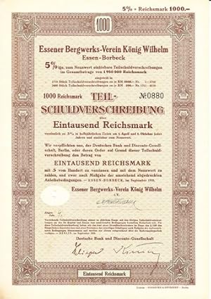 Teilschuldverschreibung über Eintausend Reichsmark.