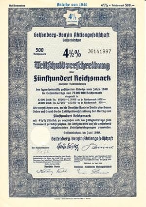 Teilschuldverschreibung über Fünfhundert Reichsmark.