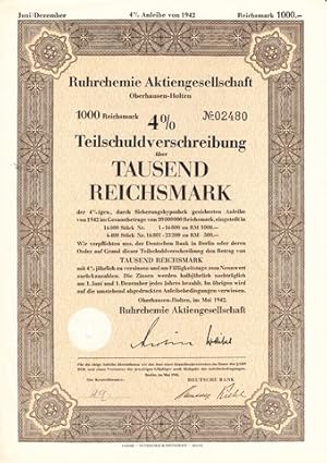 Teilschuldverschreibung über Tausend Reichsmark.