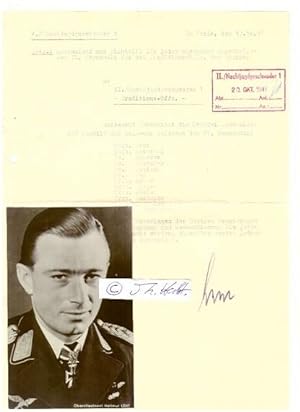 HELMUT LENT (1918-44) dt. Jagdflieger, zuletzt Kommodore des Nachtjagdgeschwaders 3, Nachtjäger-P...