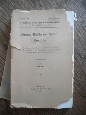 Imagen del vendedor de Corinna. Kritisch durchgesehene und erluterte Ausgabe mit den Varianten der Einzeldrucke und der ltesten Gesamtausgabe der deutschen Schriften. a la venta por Antiquariat Floeder