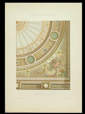 FRENCH LOUIS XIV STYLE, STAIRCASE CEILING - 1900 - COLOR LITHOGRAPH, PLAFOND D'ESCALIER STYLE LOU...