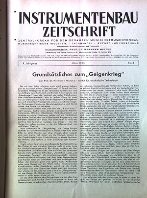 Grundsätzliches zum "Geigenkrieg". / in: Instrumentenbau-Zeitschrift, 9. Jahrgang Nr. 6