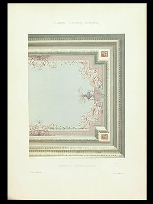 FRENCH LOUIS XVI STYLE, BEDROOM DECOR - 1900 - COLOR LITHOGRAPH, CHAMBRE A COUCHER STYLE LOUIS XVI