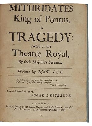 Seller image for Mithridates King of Pontus, a Tragedy: Acted at the Theatre Royal, by their Majestie's Servants. for sale by McNaughtan's Bookshop, ABA PBFA ILAB