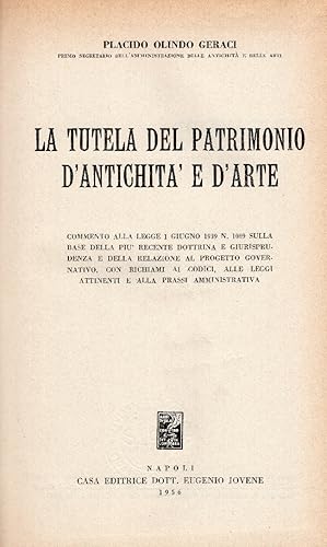 La tutela del patrimonio d'antichità e d'arte