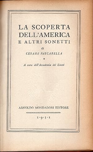 La scoperta de l'America e altri sonetti.