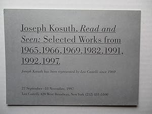 Imagen del vendedor de Joseph Kosuth Read and Seen. Leo Castelli Gallery 1997 exhibition invite postcard a la venta por ANARTIST