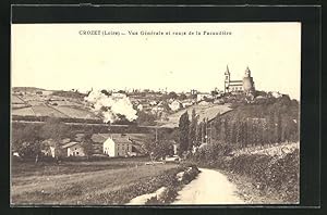 Carte postale Crozet, Vue Générale et route de la Pacaudière