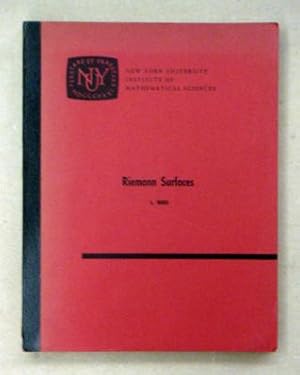 Riemann Surfaces. Notes on lectures given at the University of Minnesota, WInter and Spring Quart...