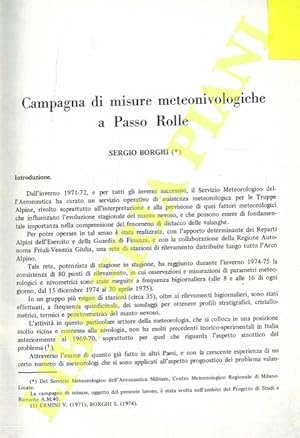 Bild des Verkufers fr Campagna di misure meteonivologiche a Passo Rolle. zum Verkauf von Libreria Piani
