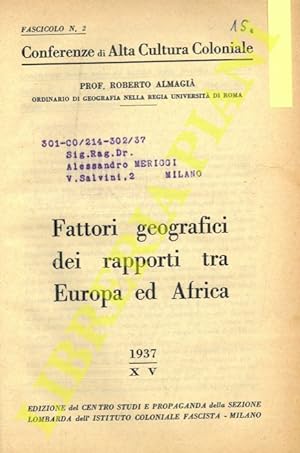 Fattori geografici dei rapporti tra Europa ed Africa.