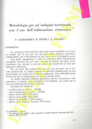 Metodologia per un'indagine territoriale con l'uso dell'elaborazione elettronica.