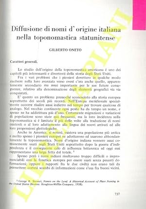 Diffusione di nomi d'origine italiana nella toponomastica statunitense.