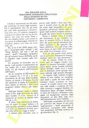Seller image for Una indagine sulla percezione geografica dell'Italia degli studenti di una universit americana. for sale by Libreria Piani
