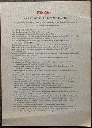 The Book, A List of Important Dates.