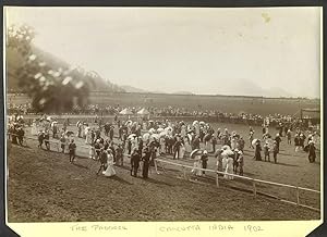 The Paddock at the Race track, Calcutta India. Silver tone photograph