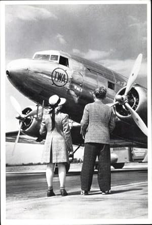 Foto Ansichtskarte / Postkarte Amerikanisches Passagierflugzeug, TWA, Trans World Airlines