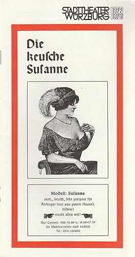 Imagen del vendedor de Programmheft Jean Gilbert DIE KEUSCHE SUSANNE Spielzeit 1977 / 78 Heft 12 a la venta por Programmhefte24 Schauspiel und Musiktheater der letzten 150 Jahre