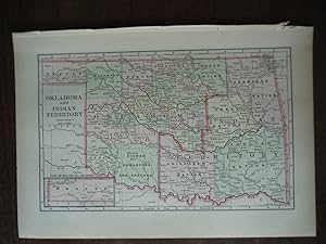 Image du vendeur pour Universal Cyclopaedia and Atlas Map of Oklahoma and Indian Territory - Original (1902) mis en vente par Imperial Books and Collectibles