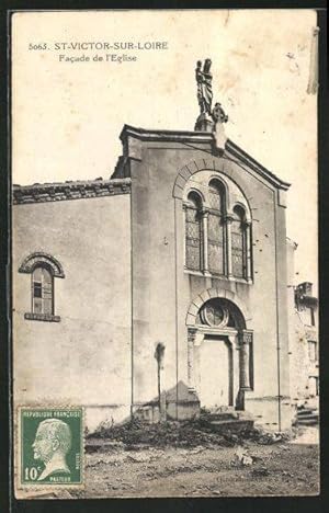 Carte postale St-Victor-sur-Loire, Facade de l`Eglise