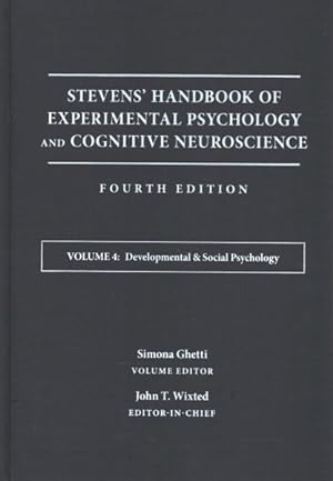 Imagen del vendedor de Stevens' Handbook of Experimental Psychology and Cognitive Neuroscience : Developmental & Social Psychology a la venta por GreatBookPricesUK