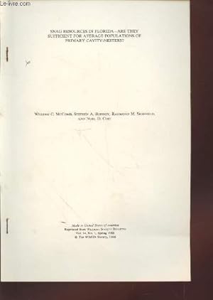 Immagine del venditore per Tir  part : Wildlife Society Bulletin Vol.14 n1 : Snag resources in Florida - are they sufficient for average popuulations of primary cavity-nesters ? venduto da Le-Livre