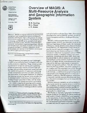 Imagen del vendedor de Research Note INT-RN-427 : Overview of Magis : A Multi-Resource Analysis and Geographic Information System. a la venta por Le-Livre