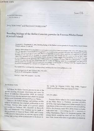 Image du vendeur pour Tir  part : Acta Ornithologica Vol.31 n2 : Breeding biology of the Roller Coracias garrulus in Puszcza Pilicka Forest (Central Poland) mis en vente par Le-Livre