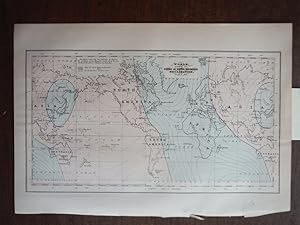 Seller image for Johnson's Map of the World Showing the Lines of Equal Magnetic Declination - Original (1897) for sale by Imperial Books and Collectibles
