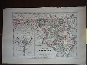 Image du vendeur pour Johnson's Map of Maryland - Original (1895) mis en vente par Imperial Books and Collectibles