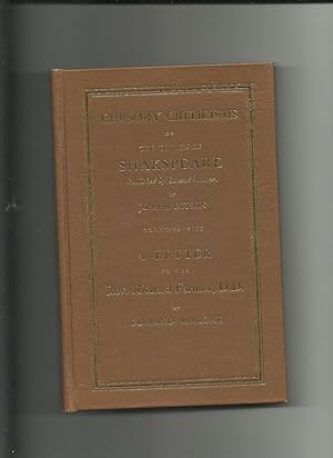 Seller image for Cursory Criticisms on the Edition of Shakespeare for sale by Herrigan Books