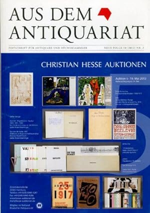 Aus dem Antiquariat. Zeitschrift für Antiquare und Büchersammler. Neue Folge 10. 2012. Nr. 2.