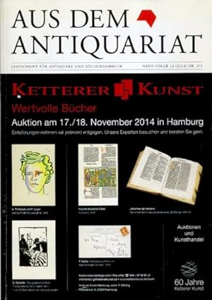 Aus dem Antiquariat. Zeitschrift für Antiquare und Büchersammler. Neue Folge 12. 2014. Nr. 3/4.