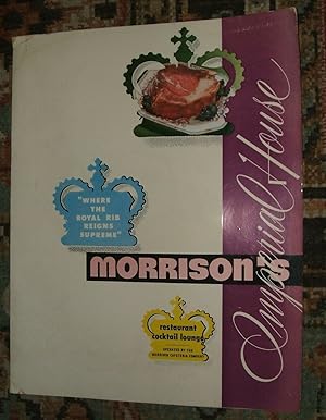 Morrison's Imperial House Menu Circa 1953 "Where the Royal Rib Reigns Supreme"