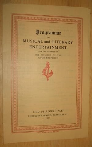 Seller image for Programme of Musical & Literary Entertainment 1915 for sale by biblioboy