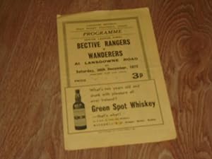 Seller image for Programme: Senior League Final Bective Rangers v Wanderers at Landsdown Road, Saturday, 30th December, 1972 for sale by Dublin Bookbrowsers