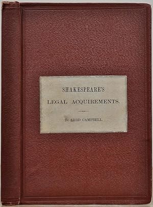 Bild des Verkufers fr SHAKESPEARE'S LEGAL ACQUIREMENTS CONSIDERED. zum Verkauf von Kurt Gippert Bookseller (ABAA)