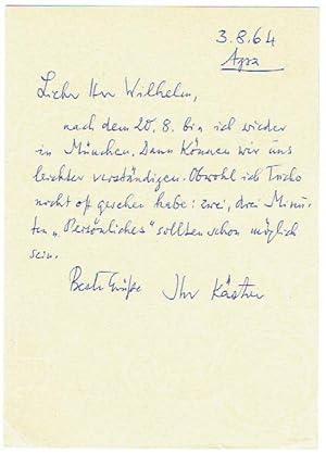 Seller image for Eigenh. Manuskript mit Initialen am Schluss. (November 1965.)   Dazu: 2 ms. Briefe m.Unterschrift und 1 eeigenh. Postkarte m. Unterschrift. for sale by Kotte Autographs GmbH